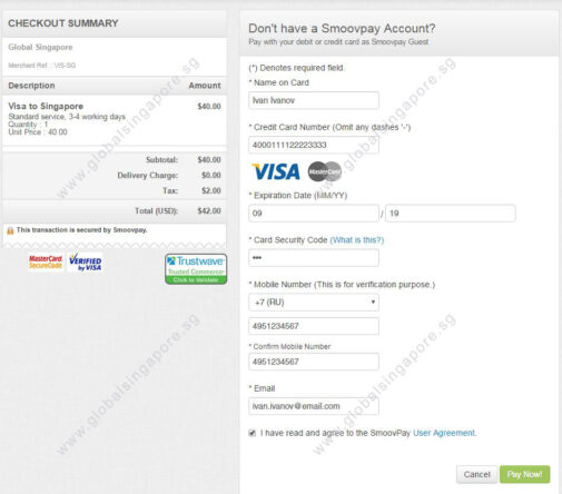 Smoovpay payment page example